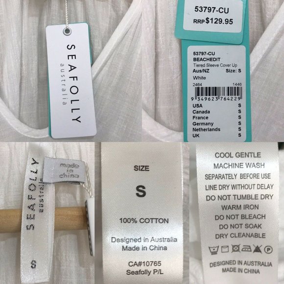 SOLD Seafolly White Flared Tiered Sleeve Cover Up Dress - Picture 12 of 12